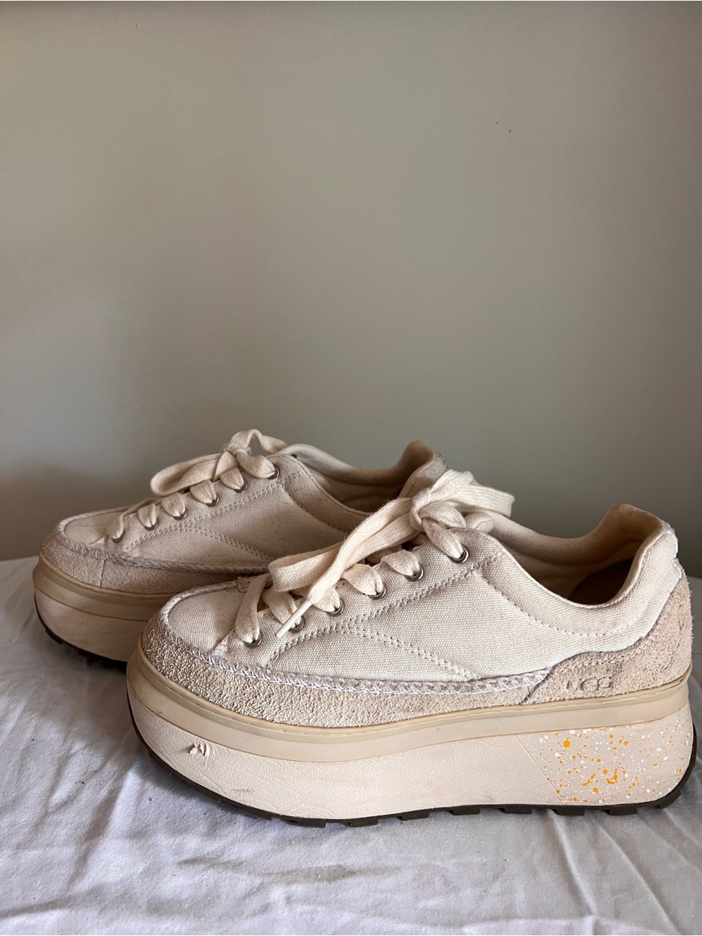 UGG Cream Platform Lace-Up Sneakers - Picture 3 of 6